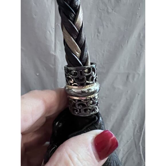 Brighton Barbados Zip Top Hobo Purse Black Pebble Leather Shoulder Bag - Picture 7 of 13